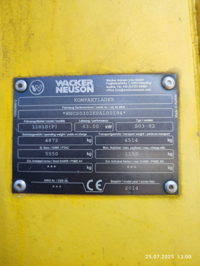  Погрузчик  WACKER NEUSON 1101 cp  2014 года