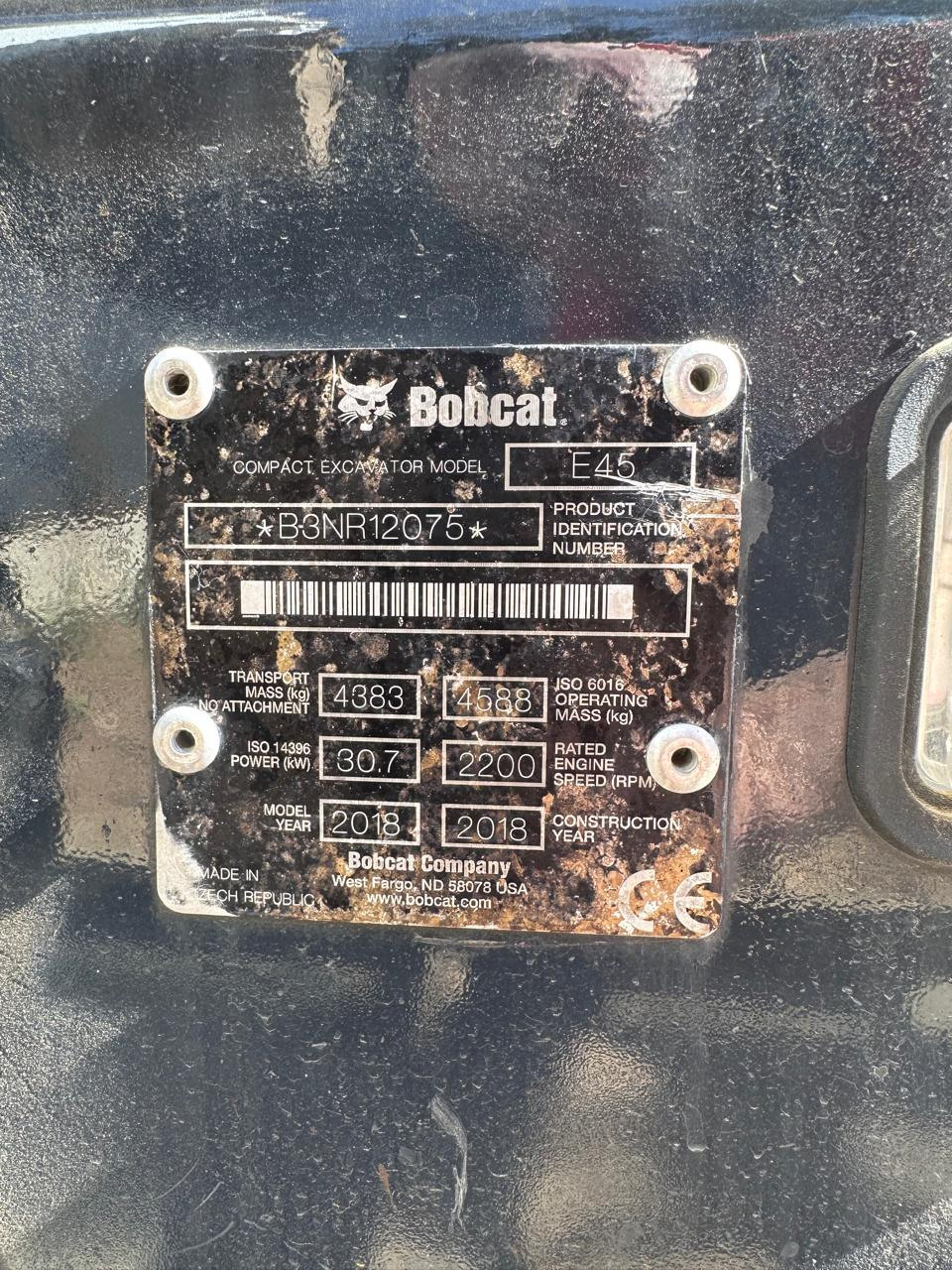  Экскаватор  BOBCAT E45  2018 года